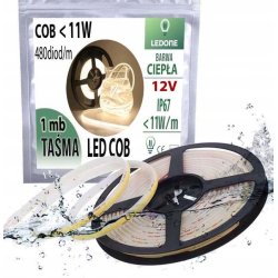 TAŚMA LED COB 12V 11w/m IP67 NEON linia CIEPŁA termococon wodoodporna 1MB