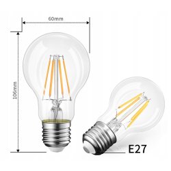 ŻARÓWKA E27 LED FILAMENT 6W Neutralna Edison A60