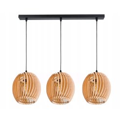 LAMPA WISZĄCA sufitowa żyrandol ZWIS belka klosz BECZUŁKA drewno na 3x E27