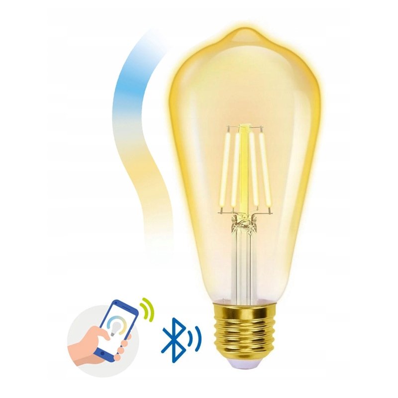 Żarówka SMART inteligentna LED FILAMENT E27 ST64 Vintage 6W CCT Bluetooth
