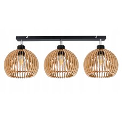 Lampa plafon żyrandol ruchomy sufitowa LOFT klosz kula 36 Drewno na 3x e27