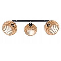 Lampa plafon żyrandol ruchomy sufitowa LOFT klosz kula 36 Drewno na 3x e27