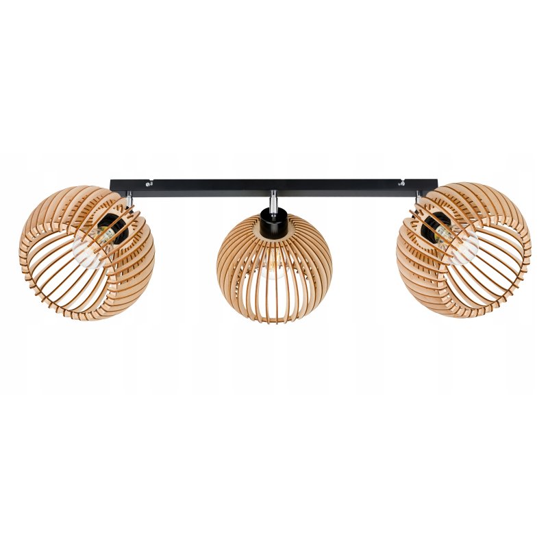 Lampa plafon żyrandol ruchomy sufitowa LOFT klosz kula 36 Drewno na 3x e27