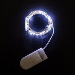 Lampki choinkowe ZIMNE sznur DRUCIK 20 LED 2m białe zimny na baterię CR2032