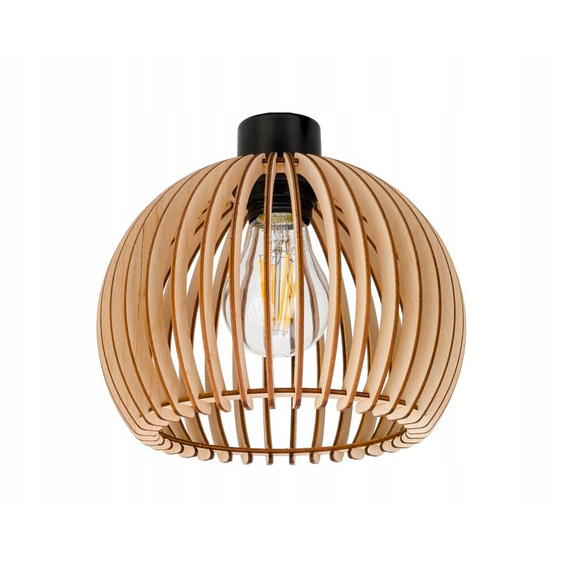 LAMPA drewniana belka wisząca sufitowa ŻYRANDOL ZWIS LOFT KULA DREWNO E27