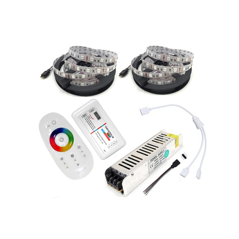TAŚMA LED ZESTAW 10m RGB 5050 60/M PILOT DOTYK RF