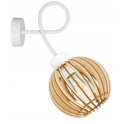 Lampa kinkiet E27 ścienny stały loft kula drewno