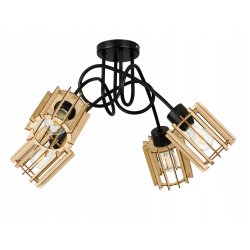 Lampa SUFITOWA żyrandol WISZĄCA LOFT drewno na E27