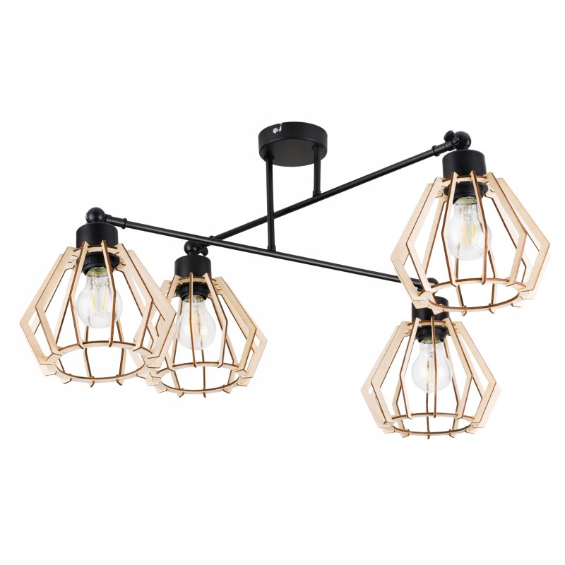 LAMPA sufitowa żyrandol regulowany LOFT drewno 4