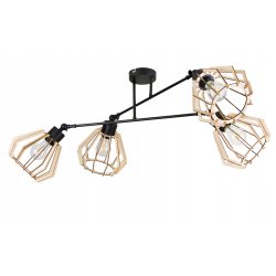 LAMPA sufitowa żyrandol regulowany LOFT drewno 4