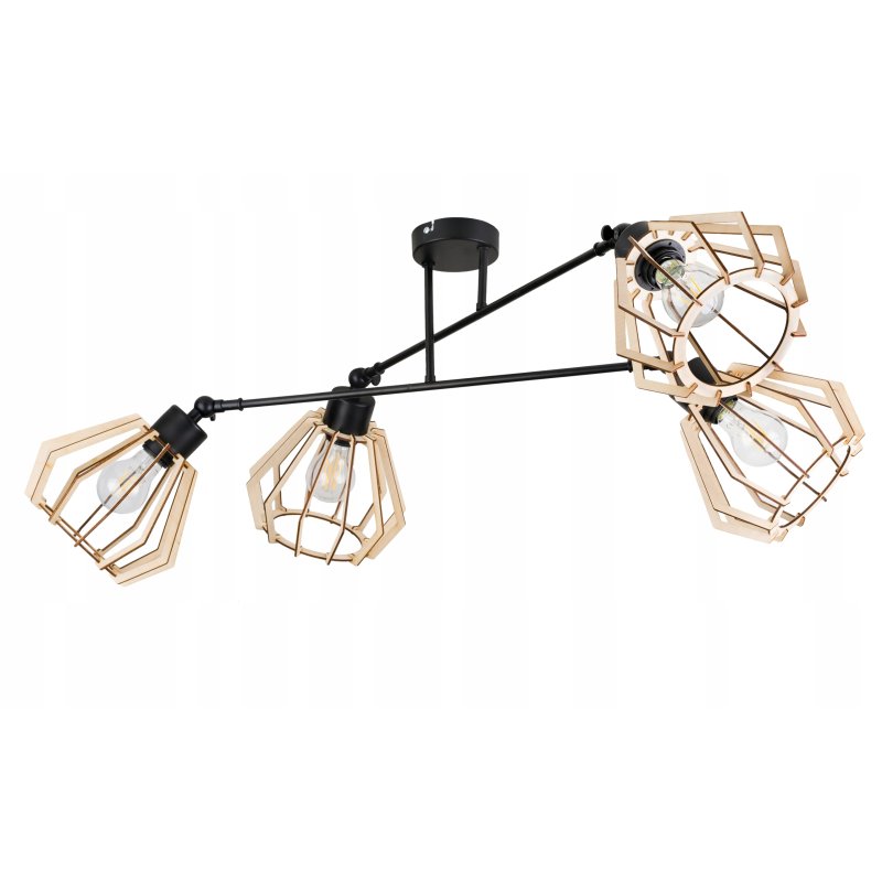 LAMPA sufitowa żyrandol regulowany LOFT drewno 4