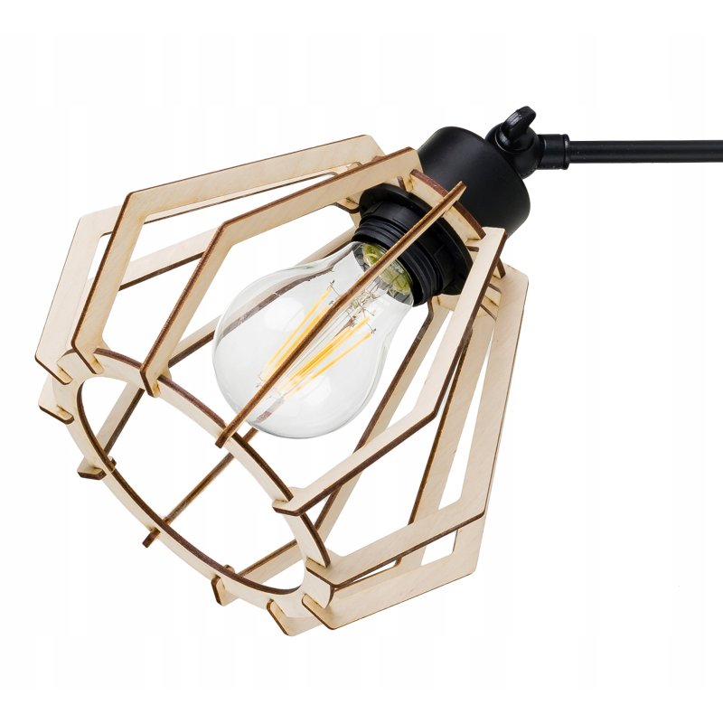 LAMPA sufitowa żyrandol regulowany LOFT drewno 4