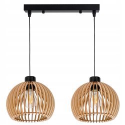 Lampa wisząca zwis żyrandol sufitowa LOFT klosz kula 36 Drewno na 2x e27