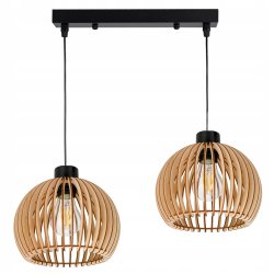 Lampa wisząca zwis żyrandol sufitowa LOFT klosz kula 36 Drewno na 2x e27
