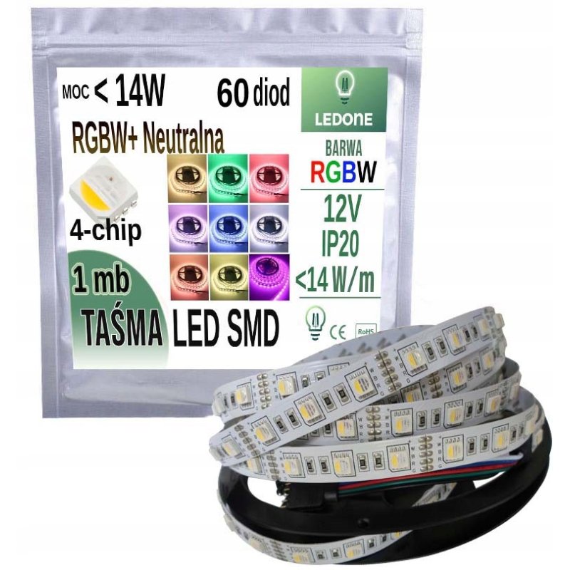 TAŚMA LED PREMIUM RGBW + NW 4in1 5050 IP20 300d 1m