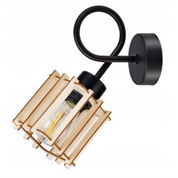 LAMPA KINKIET E27 ścienny stały loft KOSTKA Drewno