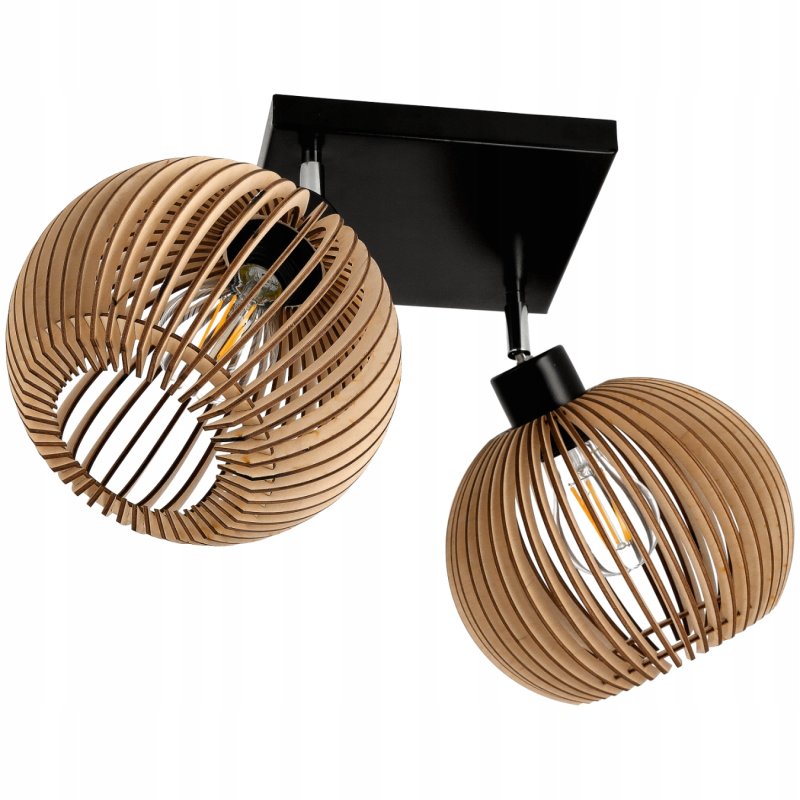 Lampa plafon żyrandol ruchomy sufit klosz drewno 2