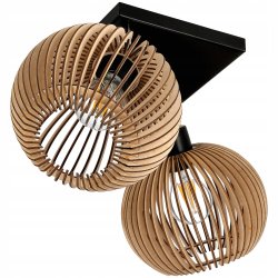 Lampa plafon żyrandol ruchomy sufit klosz drewno 2
