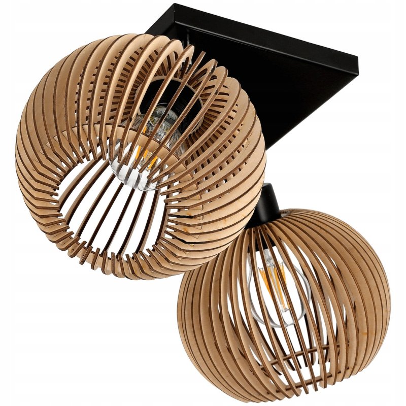 Lampa plafon żyrandol ruchomy sufit klosz drewno 2