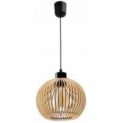 Lampa wisząca żyrandol zwis sufit klosz drewno 1