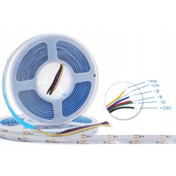 Taśma LED COB linia RGB CCT 24V 20w/m rolka 5m RGBW