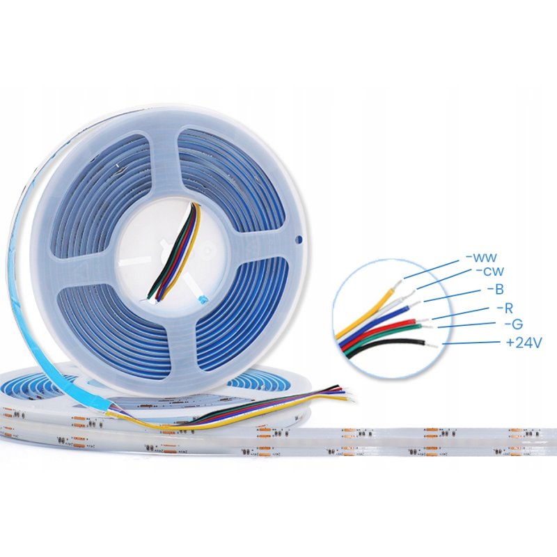 Taśma LED COB linia RGB CCT 24V 20w/m rolka 5m RGBW