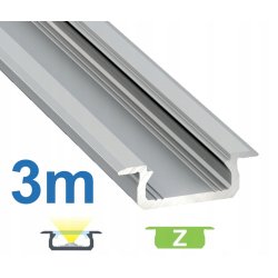 PROFIL ALUMINIOWY WPUSZCZANY typ Z PŁASKI SLIM SREBRNY DO TAŚM LED 3MB