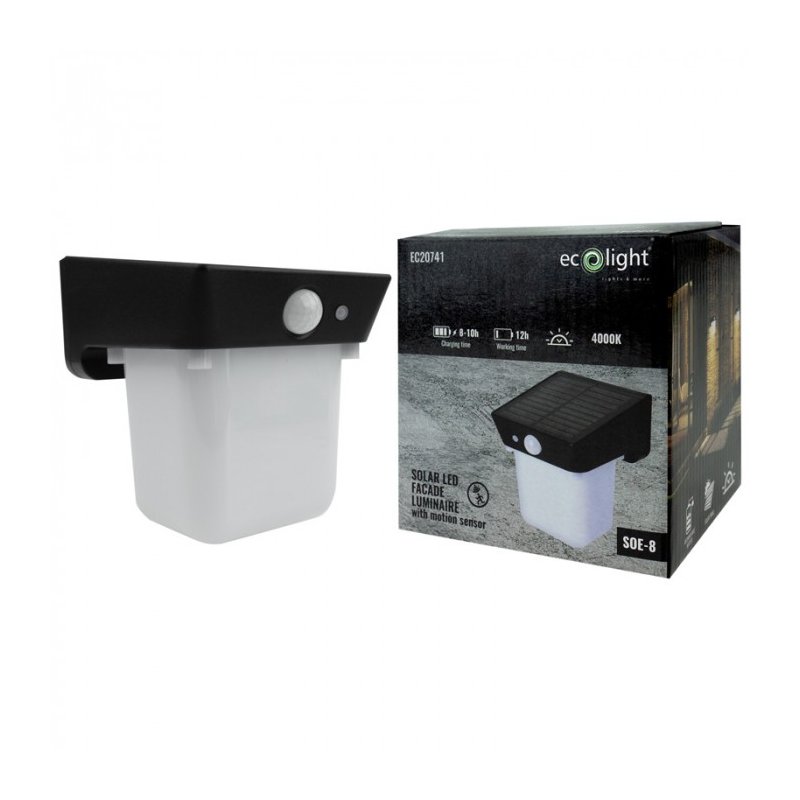 Lampa PREMIUM Elewacyjna Solarna Ogrodowa Kinkiet solarny LED NW IP64 + PIR