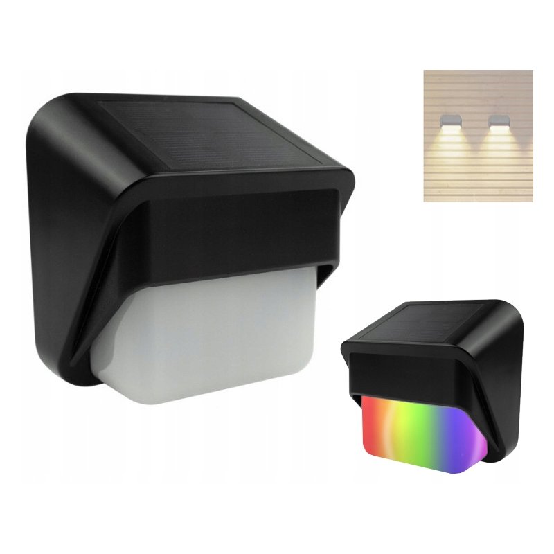 Lampa PREMIUM Elewacyjna Solarna Ogrodowa Kinkiet solarny LED RGB + NW IP65