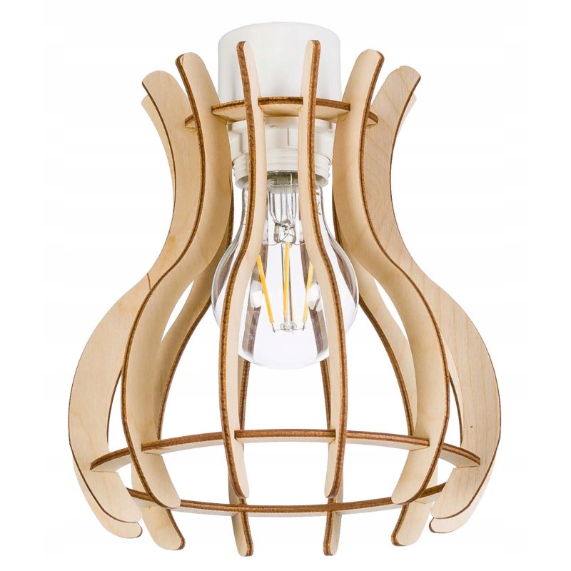 LAMPA stała sufitowa plafon Loft klosz drewno 1