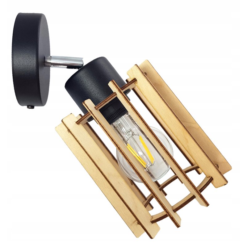 LAMPA KINKIET ścienny ruchomy loft WALEC Drewno