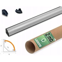 Zestaw 2mb Profil aluminiowy WĄSKI narożny rogowy CZARNY + KLOSZ do led