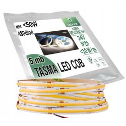 Taśma LED COB linia światła 24V 5m 480 diod na metr Biała Neutralna PRO