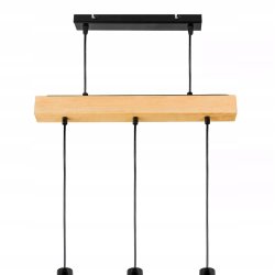 LAMPA drewniana belka wisząca sufitowa ŻYRANDOL ZWIS LOFT CZARNY DRUT 3xE27