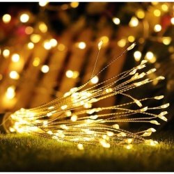 2x Lampki choinkowe CIEPŁE sznur DRUCIK 50 LED 5m biały ciepły na baterie