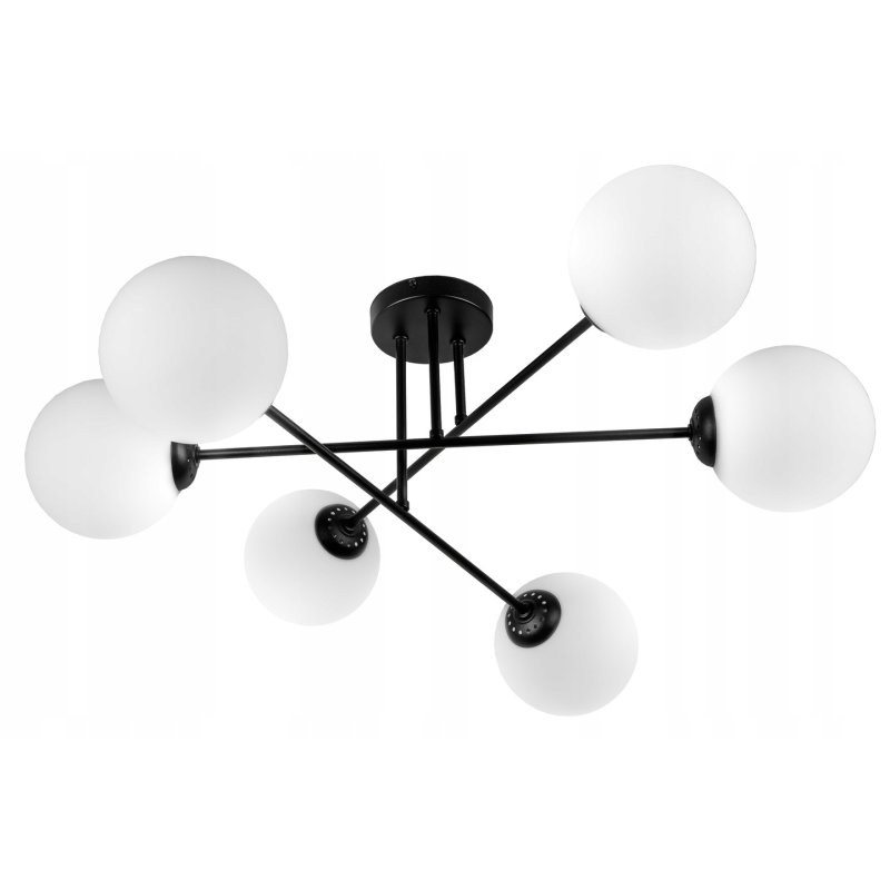 LAMPA SUFITOWA WISZĄCA PLAFON LOFT PROSTY NA SZKLANY KLOSZ KULA 6 x E27