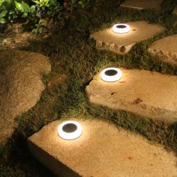 LAMPKA premium OGRODOWA SOLARNA lampa SCHODOWA dysk LED NW WBIJANA PŁASKA