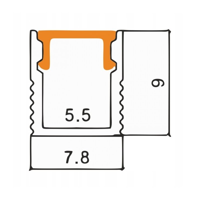 Zestaw 2mb Profil aluminiowy WĄSKI nawierzchniowy CZARNY KLOSZ do taśm led