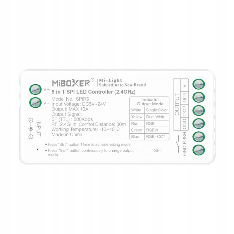 Kontroler SPIR5 SPI 5w1 do taśm MAGIC cyfrowych WS2811 WS2812 WS2814 5-24V