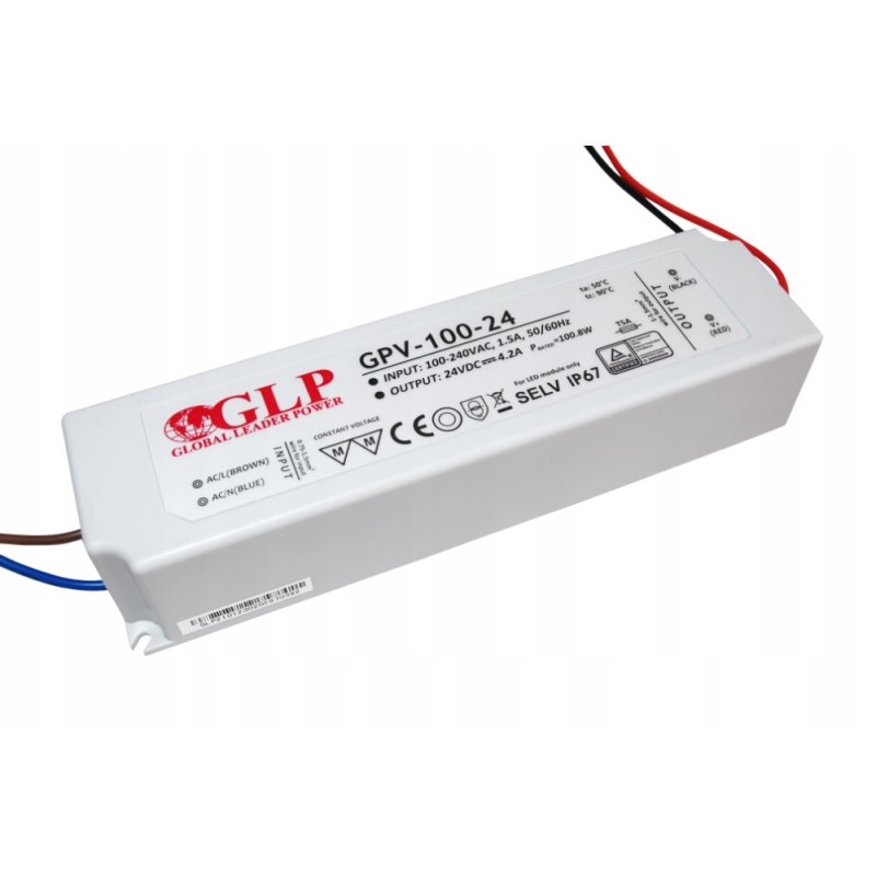 Zasilacz 24V 100W 4A plastik wodoodporny do taśm LED COB IP67 profesjonalny