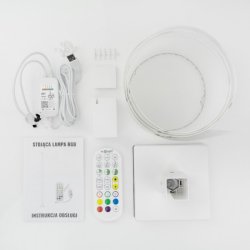 Lampa stojąca podłogowa LED RGB muzyczna sterowana tuya Pilot biała 150cm