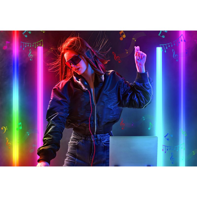 Lampa stojąca podłogowa LED RGB muzyczna sterowana tuya Pilot biała 150cm