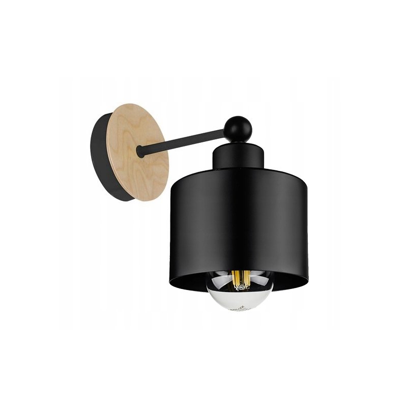 LAMPA KINKIET E27 ścienny stały loft metal drewno