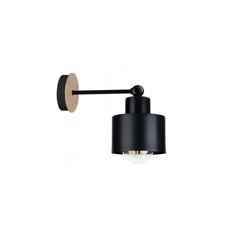 LAMPA KINKIET E27 ścienny stały loft metal drewno