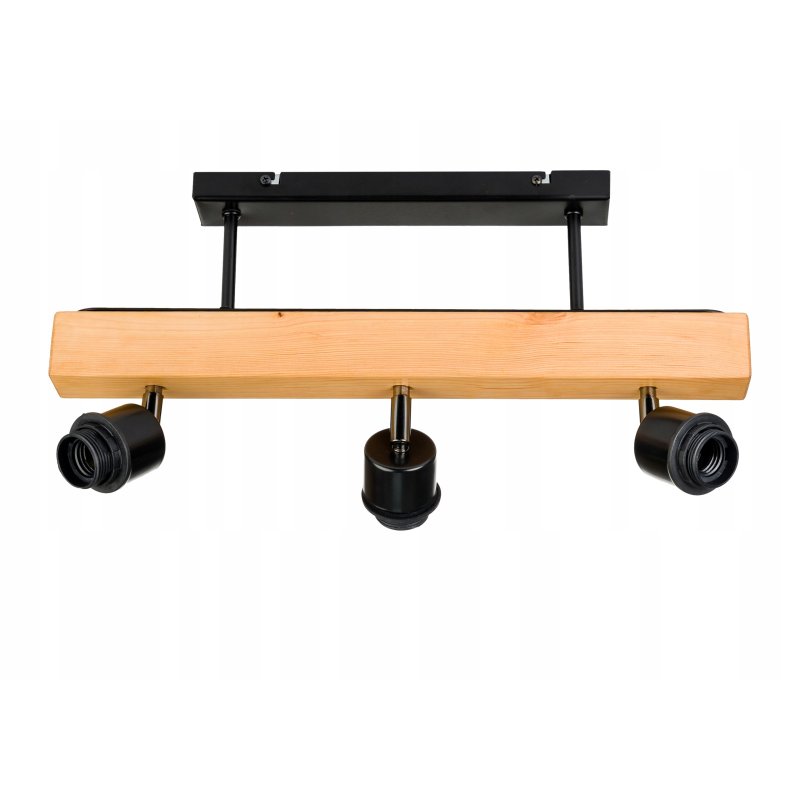 LAMPA drewniana belka sufitowa ŻYRANDOL PLAFON LOFT CZARNY na 3x KLOSZ E27