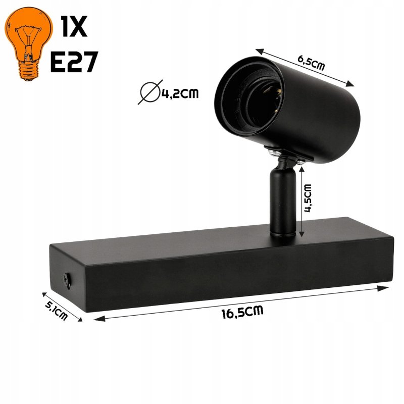 Lampa sufitowa kinkiet oprawa regulowana na 1x E27