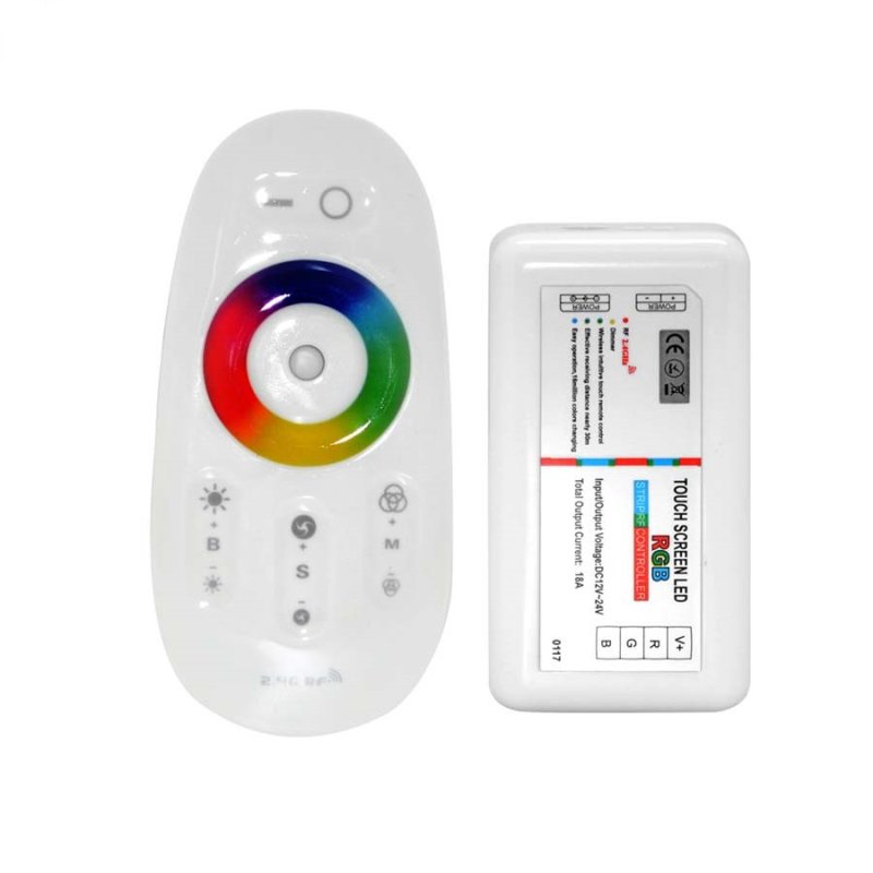 LED RGB 5050 ZESTAW TAŚMA 10m PILOT DOTYKOWY ZASIL