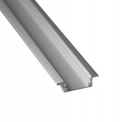 PROFIL ALUMINIOWY srebrny wpuszczany slim eko do taśm LED 2m KLOSZ mleczny