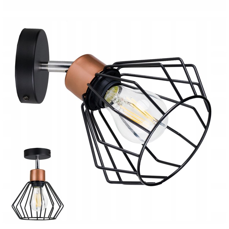LAMPA KINKIET ŚCIENNY regulowany loft BRYLANT drut