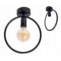 LAMPA sufitowa plafon stały koło czarny Loft na żarówkę E27 Edison